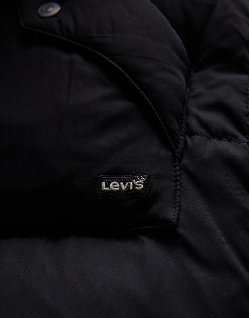 Levi's – Czarny ocieplany płaszcz midi w kowbojskim stylu, 4 z 4