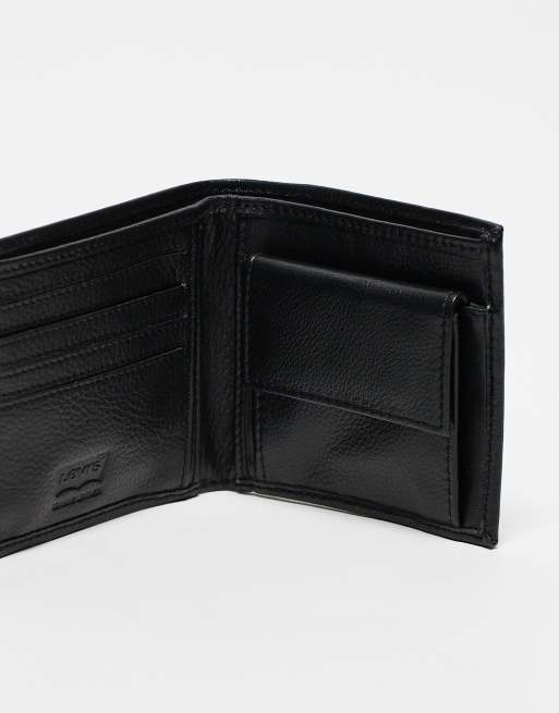 Levi's – Czarny skórzany portfel z logo, 3 z 4
