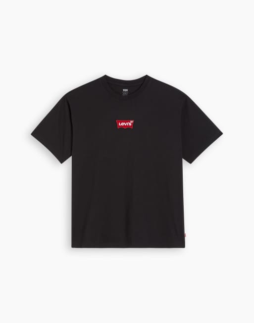 Levi's – Czarny T-shirt o kroju w stylu vintage z naszywką z logo Batwing na środku
