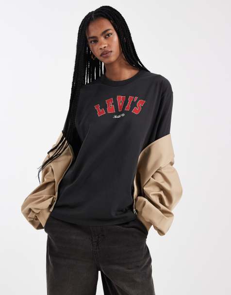 Levi's – Czarny T-shirt oversize z grafiką - view 1