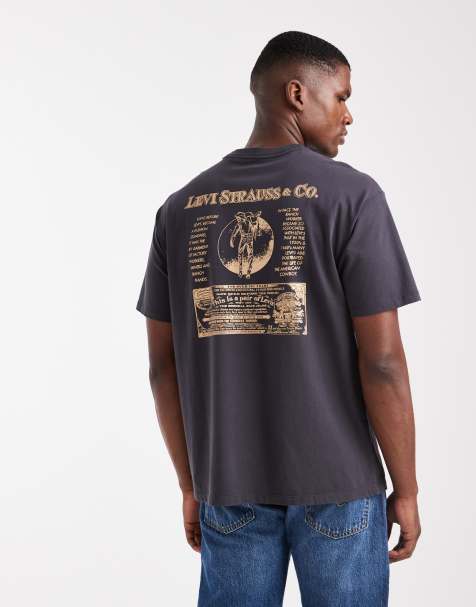 Levi's – Czarny T-shirt oversize z nadrukiem z motywem kowbojskim w stylu vintage na plecach - view 1