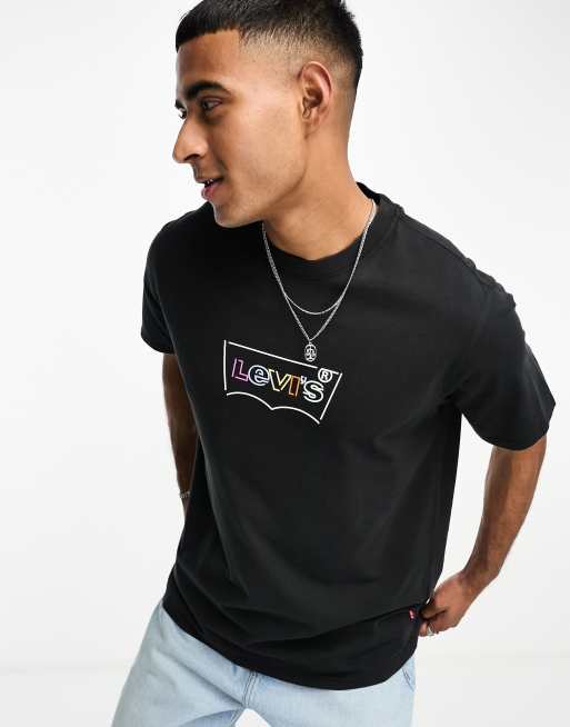 Levi's – Czarny T-shirt z kolorowym logo Batwing, 2 z 4