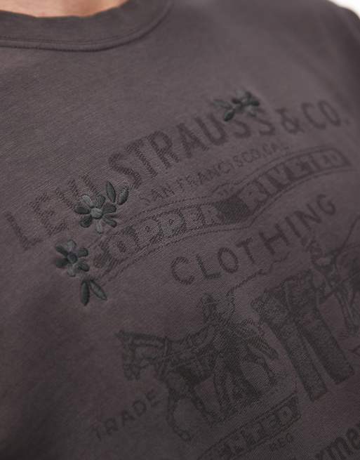 Levi's – Czarny T-shirt z kowbojską grafiką w stylu vintage, 5 z 5