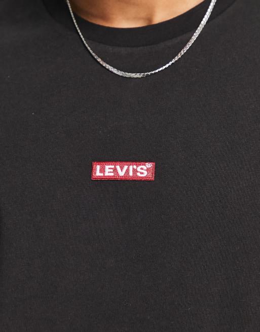 Levi's – Czarny T-shirt z małym logo w ramce, 3 z 4