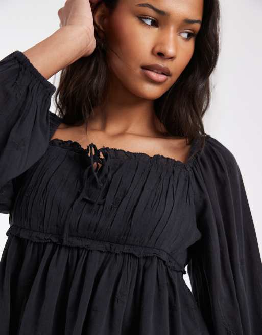 Levi's – Czarny top typu milkmaid w stylu boho, 4 z 4