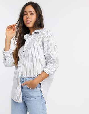 levis blue and white striped shirt