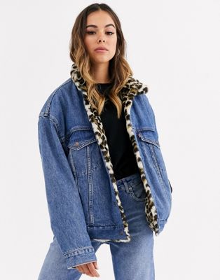 levi denim jacket with fur lining women's