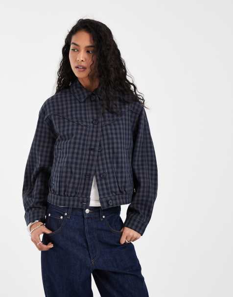 Levi's dani checked western harrington jacket in blue - view 1