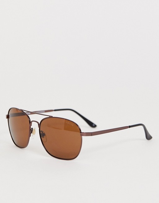 Levi's dark bown aviator sunglasses with polarised lens
