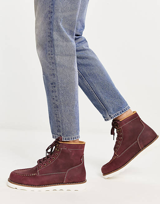 Levi's Darrow leather boot in brown with lace up | ASOS