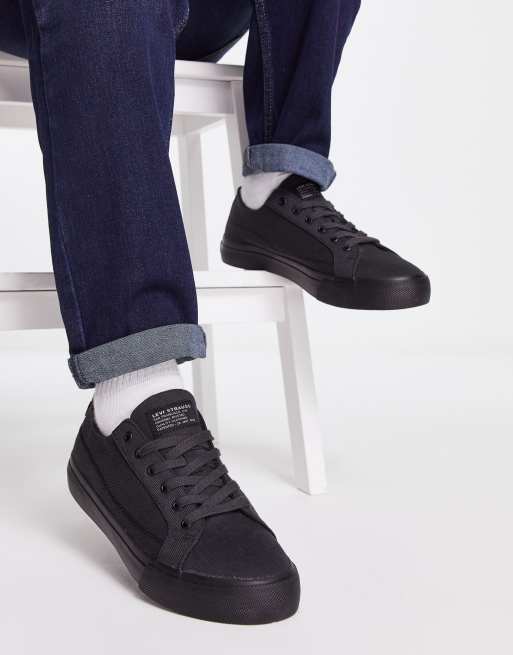 Levi's - Deacon - Sneakers nere con linguetta rossa con logo