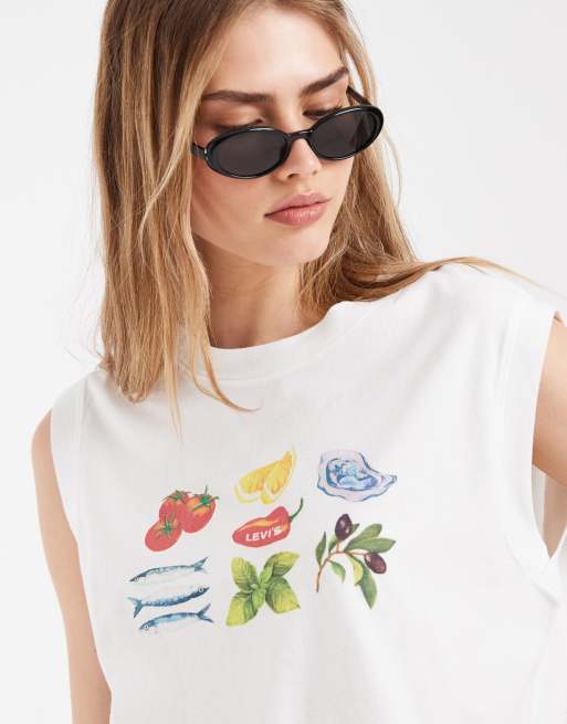 Levi's - Débardeur coupe carrée avec imprimé fruits - Blanc, 4 de 4