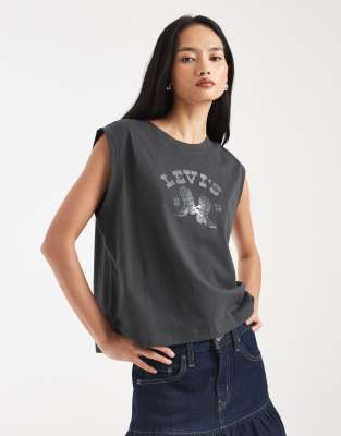 Levi's - Débardeur coupe carrée avec logo imprimé - Noir