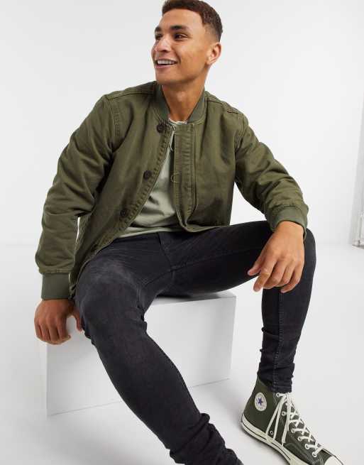 Levi's deck bomber shirt in olive night