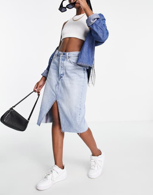 Levi's deconstructed shop skirt light wash