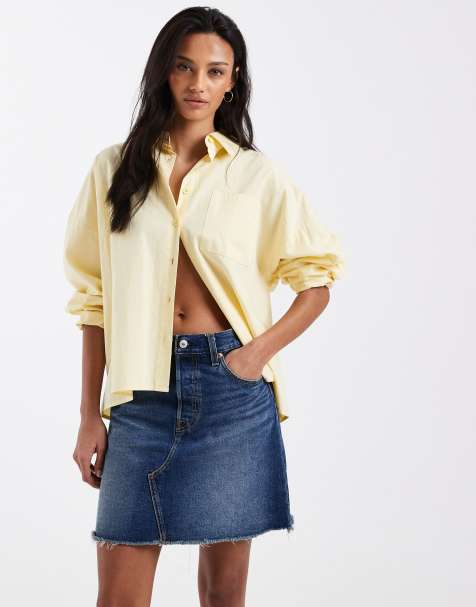 Levi's - Deconstructed denim mini rok in donkere wassing - view 1