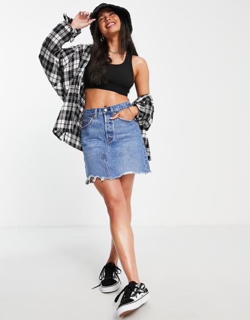 Levi's deconstructed skirt clearance zwart