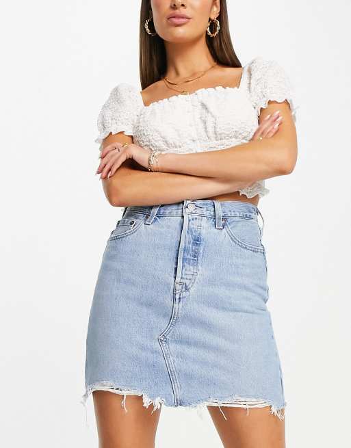 Levis Deconstructed Iconic Skirt In Light Wash Blue Asos 8089