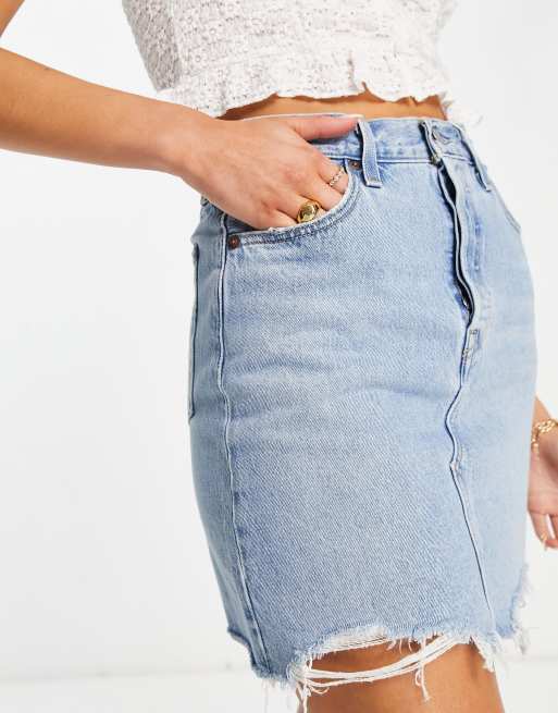 Levi's deconstructed iconic skirt in light wash blue | ASOS