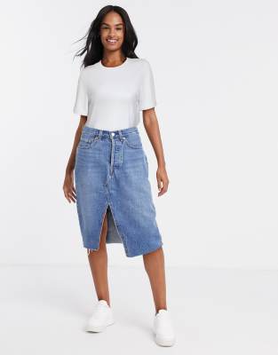 levis denim midi skirt