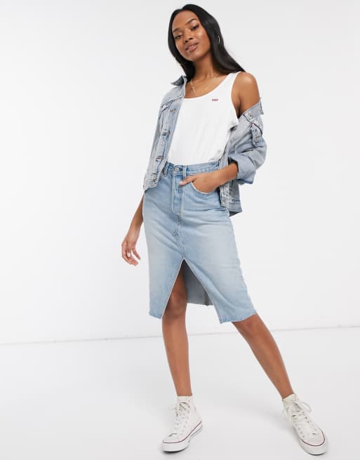 Levi's deconstructed shop skirt white