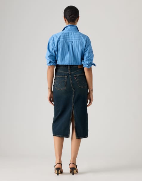 Levi's Deconstructed slit midi skirt in blue - view 1