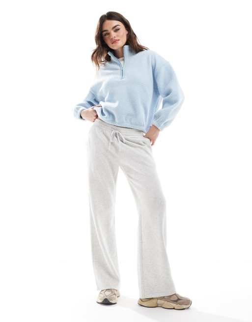 Levi's Delta half zip sherpa borg sweatshirt in light blue ASOS