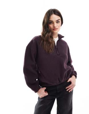 Levi's - Delta - Sweatshirt aus Sherpa-Teddyfell in Lila mit kurzem Reißverschluss