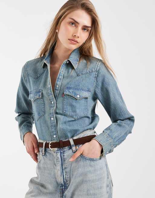 Levi's den ultimata denim western-skjortan i ljusblått, 2 av 4