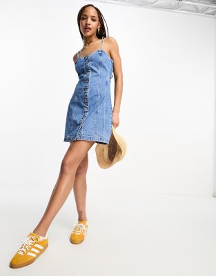 Levi's Denim Body Dress In Mid Blue Wash