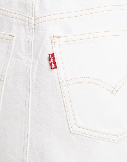 Levi's denim button up mini shirt dress in white, 3 of 4