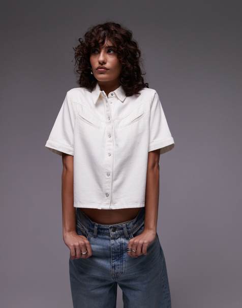 Levi's - Denim camp overhemd in wit - view 1