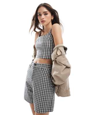 denim checked cami top in black - part of a set