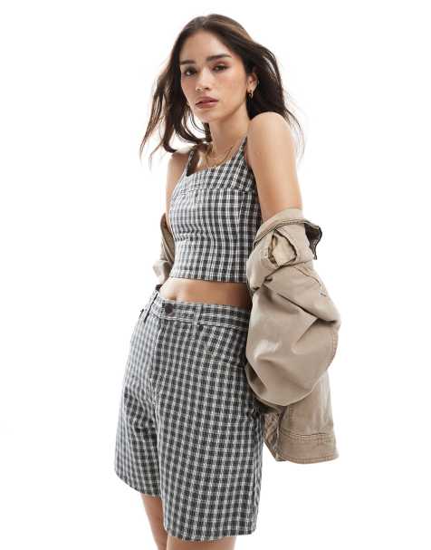 Levi's denim checked cami top in black - part of a set - view 1