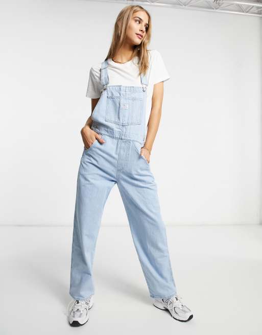 Light wash denim store dungarees