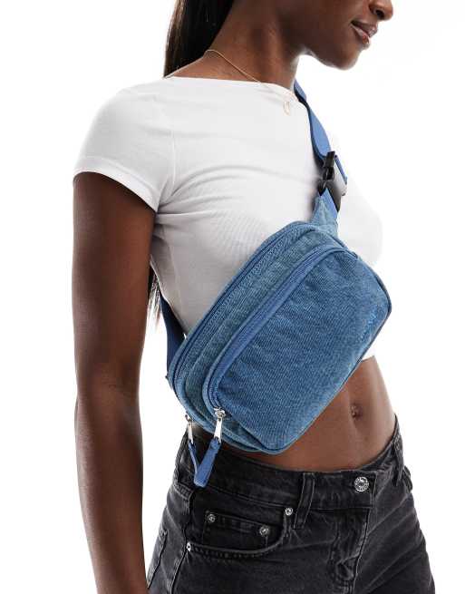 Levi's denim fanny pack with logo in light blue