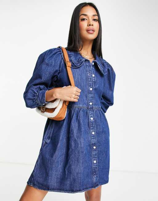 Levi s denim frill collar dress in indigo