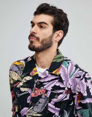 Levi s denim hawaiian print trucker jacket ASOS