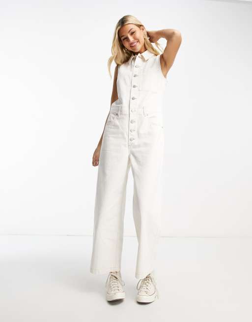 Denim store jumpsuit white