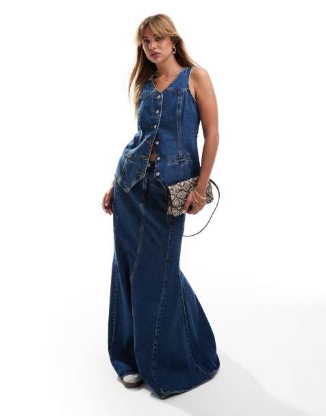 Levi's denim mermaid skirt co-ord in enchantment blue - view 1