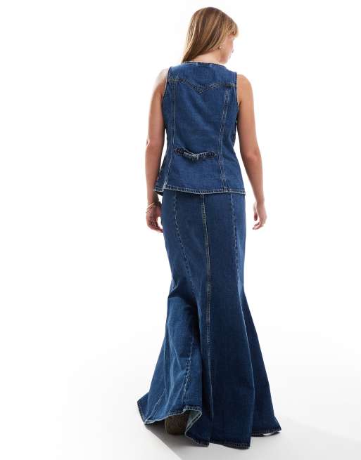 Levi's denim mermaid skirt co-ord in enchantment blue ASOS