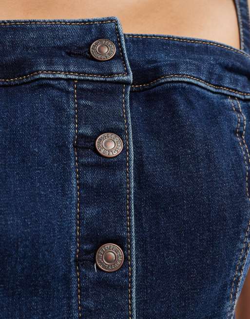 Levi's - Denim midi jurk met bustier in donkerblauw, 4 van 4