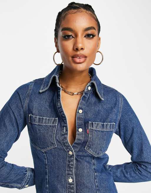 Levi's women's denim shirt hot sale dress