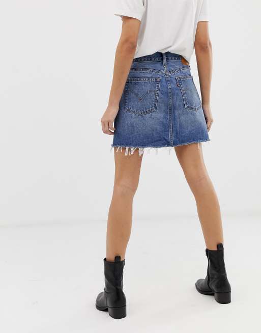 Levi's denim mini skirt with raw hem | ASOS