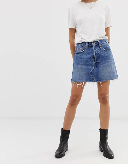 Levi's denim mini skirt with raw hem | ASOS