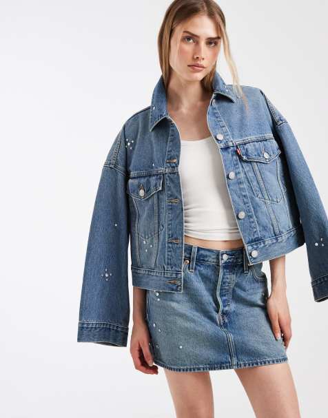 Levi's denim mininederdel med pynt i lyseblå - view 1