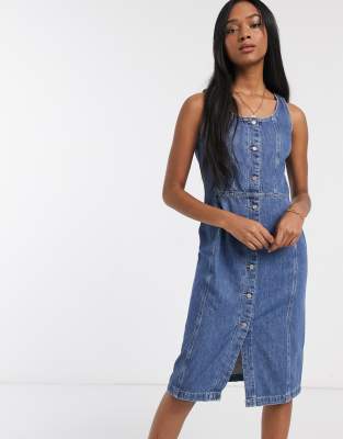 Levi's  Latzkleid aus Denim mit Knöpfen in Mittelblau Blau