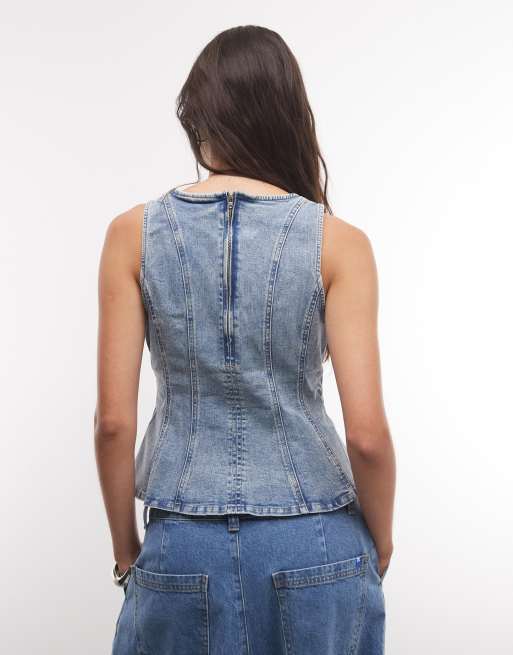Levi's denim peplum top in blue, 4 of 4