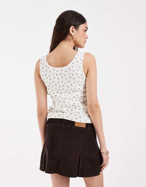Levis denim pleated mini skirt in dark brown, 5 of 5