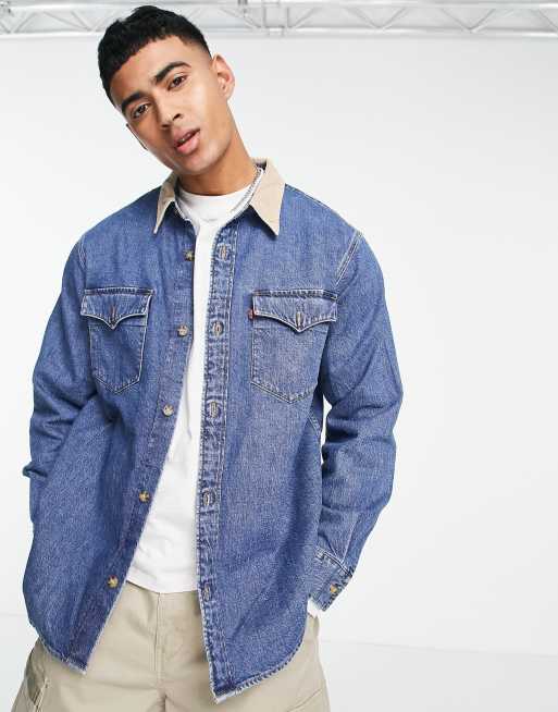 Levi's denim shirt in blue wash with cord collared